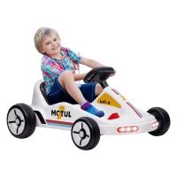 Qaba 6V Electric Go Kart for Aged 3-5 Kids with Music, Light, Horn, White(m-11)