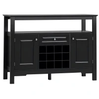 HOMCOM Sideboard Buffet Cabinet, 46" Kitchen Storage Cabinet with Wine Rack and Drawer, Coffee Bar Station, Black(m-2)
