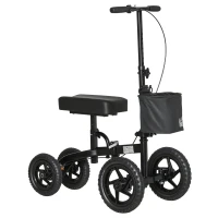 HOMCOM Knee Walker, Foldable Steerable Medical Knee Scooter, Crutch Alternative with Braking System, Storage Bag for Foot Injuries, Black(m-2)