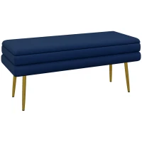 HOMCOM 39" Storage Ottoman, Velvet End of Bed Bench with Steel Legs, Foot Stool with Storage for Bedroom, Living Room(m-11)