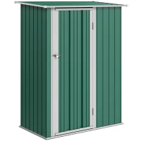 Outsunny 5 x 3ft Outdoor Storage Shed Metal Garden Shed Cabanon with Sloped Roof, Lockable Door for Tool, Green(m-11)