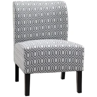 HOMCOM Armless Accent Chair for Bedroom, Upholstered Slipper Side Chair for Living Room with Wood Legs, Grey(m-2)