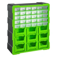DURHAND Plastic 39 Drawer Parts Organiser Wall Mount Storage Cabinet for Small Nuts Bolts Tool Green(m-11)