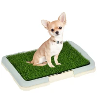 PawHut Puppy Training Pad, Indoor Portable Puppy Pad, with Artificial Grass, Grid, Panel, Tray, 18.3" x 13.4"(m-11)