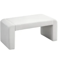 HOMCOM Upholstered Bedroom Bench, Boucle End of Bed Bench, Modern U-Shaped Entryway Bench, 39 x 18 x 18 Inches, White(m-11)