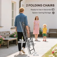 Outsunny 4 Piece Patio Bar Set, Sling Folding Outdoor Furniture with Umbrella for Poolside, Backyard and Garden, Brown(m-5)