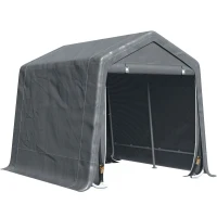 Outsunny 7.9' x 6.6' Garden Storage Tent, Patio Storage Shelter w/ Metal Frame and Double Zipper Doors, Dark Grey(m-11)