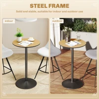 HOMCOM Round Table for 2, 40.2 Inch Bar Height Pub Table with Steel Frame, Non-Slip Base for Living Room, Kitchen, Natural Wood(m-5)