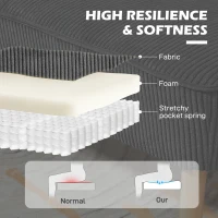 HOMCOM Modern 2 Seater Sofa, Upholstered Two Seater Couch with Rubber Wood Legs, Grey(m-5)