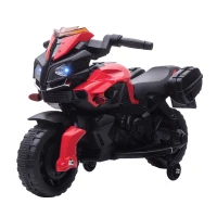 Aosom Kids Ride On Motorcycle, 6V Electric Battery Powered Dirt Bike w/ Training Wheels, Gift for Children Boys Girls Red(m-2)