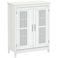 kleankin Modern Bathroom Floor Cabinet, Free Standing Linen Cabinet, Storage Cupboard with 3 Tier Shelves, White(m-2)
