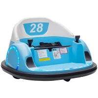 Qaba 12V Bumper Car for Toddlers, Ride On Car with 360 Degree Remote Control, Lights Music Horn, for 1.5-5 Years, Light Blue(m-11)