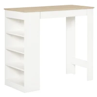 HOMCOM Bar Table, High Top Pub Table with 4 Storage Shelves, Modern Bar Height Table for Home Bar, Kitchen, Natural(m-2)