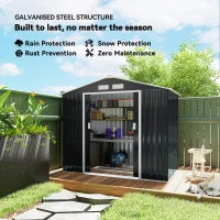 Outsunny 7'x4' Metal Outdoor Shed Organizer & Garden Storage with 4 Vents for Airflow & 2 Easy Sliding Doors - Dark Gray(m-4)