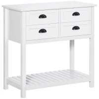 HOMCOM Console Table Sofa Table Sideboard with 4 Drawers & Slatted Shelf for Kitchen, Entryway, White(m-2)
