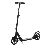 Soozier Foldable Kick Scooter Height Adjustable Ride On Bike with Real Wheel Brake, Dual Shock-Absorbing, Kickstand, and 7.75'' Big Wheels For 14+ Teens Adult, Black(m-2)