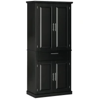 HOMCOM 72" Kitchen Pantry Cabinet, Freestanding Storage Cabinet, 4-Door Cabinet with Drawer and Adjustable Shelves, Black(m-2)
