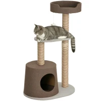 PawHut Scratching Cat Tree Post Climbing Kitten Pets Furniture with Toy, Brown(m-2)