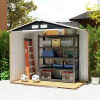 Outsunny 7'x4' Metal Outdoor Shed Organizer & Garden Storage with 4 Vents for Airflow & 2 Easy Sliding Doors - Dark Gray(m-10)