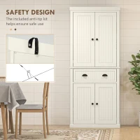 HOMCOM 72" Kitchen Pantry, Freestanding Storage Cabinet with Drawer, Doors, Cream White(m-6)
