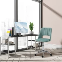 Vinsetto Mid Back Office Chair Velvet Fabric Swivel Scallop Shape Computer Desk Chair, Green(m-9)