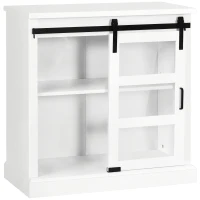 HOMCOM Buffet Cabinet Kitchen Storage Sideboard with Glass Sliding Door, Adjustable Shelf for Dining Room, White(m-2)