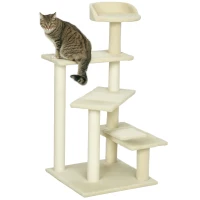 PawHut 39” Scratching Cat Tree Scratcher Revolving Steps Climbing Tower Post Pets Furniture Beige(m-2)