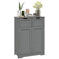 kleankin Bathroom Cabinet, Bathroom Storage Cabinet with 2 Drawers, Adjustable Shelf for Living Room, Entryway, Grey(m-11)