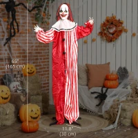 Outsunny Life Size Halloween Animated Clown with Red Light Up Eyes, Sound Activated Scary Halloween Decorations, Battery Operated(m-3)