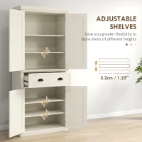 HOMCOM 72" Kitchen Pantry, Freestanding Storage Cabinet with Drawer, Doors, Cream White(m-5)