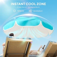 Outsunny 6 ft Beach Umbrella Portable with Sand Anchor, Carry Bag, Adjustable Height & Tilt, UPF50+ UV Protection, Blue(m-4)