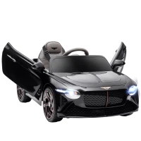 Aosom 12V Electric Ride on Car with Butterfly Doors, 3.1 MPH Kids Ride-on Toy for Boys and Girls with Remote Control, Suspension System, Horn Honking, Black(m-2)