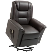 HOMCOM Electric Power Lift Chair for Elderly, PU Leather Recliner Sofa with Footrest and Remote Control, Side Pockets for Living Room, Brown(m-2)