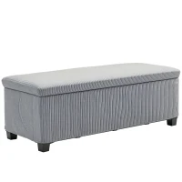 HOMCOM 44 Inches Ottoman with Storage, Lid, Legs, Corduroy End of Bed Bench for Living Room, Bedroom, Entryway, Light Grey(m-11)