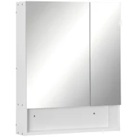kleankin Wall Mounted Bathroom Medicine Cabinet with Mirror and Adjustable Shelves, White(m-11)
