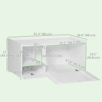 PawHut Hidden Cat Litter Box Furniture, Cat Litter Box Enclosure with Storage Compartments and Side Table Function, White(m-3)