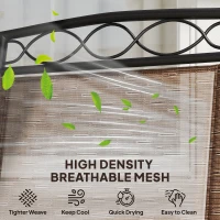 Outsunny 4 Piece Patio Bar Set, Sling Folding Outdoor Furniture with Umbrella for Poolside, Backyard and Garden, Brown(m-6)