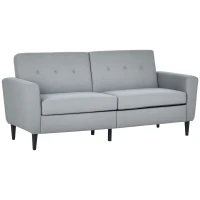HOMCOM 3 Seater Sofa, Upholstered Couch for Bedroom, Modern Sofa Settee with Padded Cushion, Button Tufting and Wood Legs for Living Room, Grey(m-2)