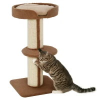 PawHut Cat Tree Kitty Tower with Sisal Mat Scratching Post, Cat Bed, Cushion, Perch, 18" x 18" x 36", Brown(m-11)