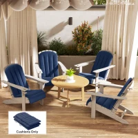 Outsunny Set of 4 Outdoor Chair Cushions, High Back Adirondack Chair Cushion with Ties, High-Density Foam, Navy Blue(m-10)