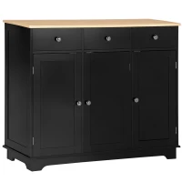 HOMCOM Modern Sideboard, Buffet Cabinet with Storage Cabinets, Drawers and Adjustable Shelves for Living Room, Black(m-2)