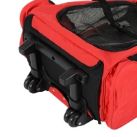 PawHut 2-IN-1 Pet Luggage Box Backpack Carrier Cats Dogs w/ Handle, Rolling Wheel Red(m-10)