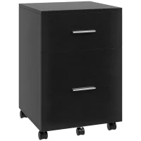 Vinsetto Mobile Filing Cabinet, Vertical File Cabinet with 2 Drawers, Wheels, for Letter or A4 File, Black(m-11)