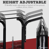 Soozier 86" Power Tower Full Body Home Gym Fitness Station with Punching Bag Adjustable Sit Up Bench(m-5)