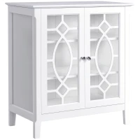 HOMCOM Sideboard Cabinet, Buffet Table with Double Framed Glass Doors, 2 Adjustable Shelves and Elevated Base White(m-2)