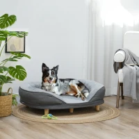 PawHut Pet Sofa Bed for Large Dogs with Removable Cushion, Washable Cover, Anti-slip Foot Pads, Grey(m-8)