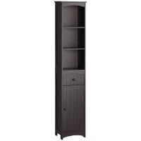 HOMCOM Tall Bathroom Cabinet Storage Organizer, Linen Tower with Shelves and Drawer(m-11)