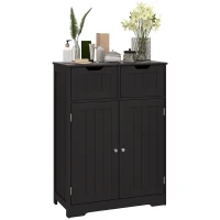 kleankin Bathroom Cabinet, Bathroom Storage Cabinet with 2 Drawers, Adjustable Shelf for Living Room, Entryway, Black(m-11)