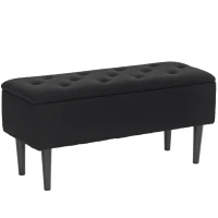 HOMCOM Modern Storage Bench, Ottoman with Storage and Lamb's Wool Upholstery for Living Room, Bedroom, Black(m-11)