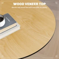 HOMCOM Round Table for 2, 40.2 Inch Bar Height Pub Table with Steel Frame, Non-Slip Base for Living Room, Kitchen, Natural Wood(m-6)